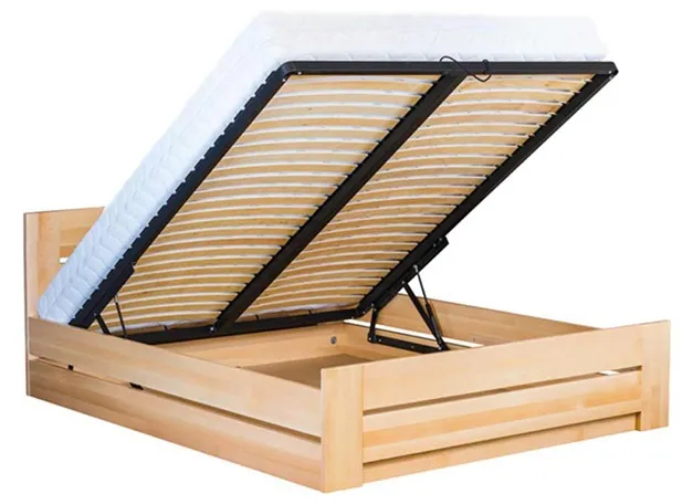 Drewmax LK198 BOX 120x200 cm dřevěná postel masiv buk dvojlůžko