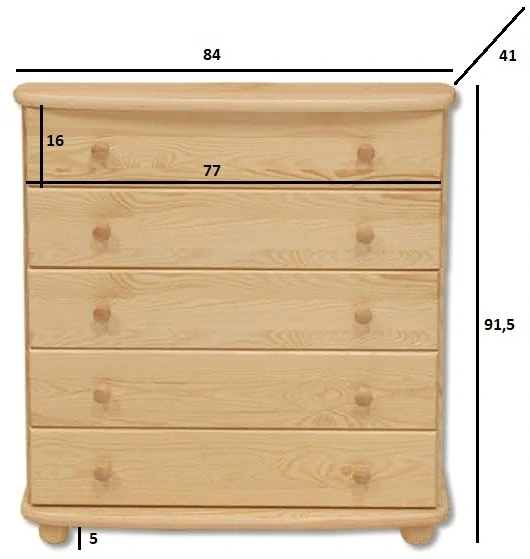 Drewmax KD151 dřevěná komoda masiv borovice