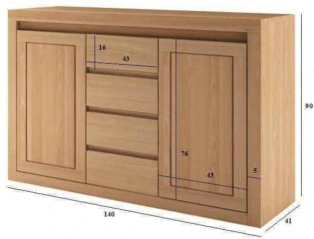 Drewmax KD309 dřevěná komoda masiv dub