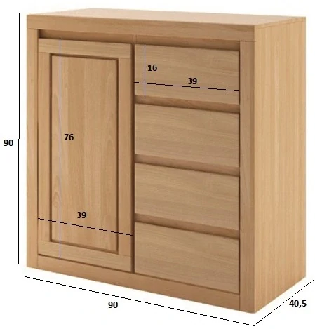 Drewmax KD311 dřevěná komoda masiv dub