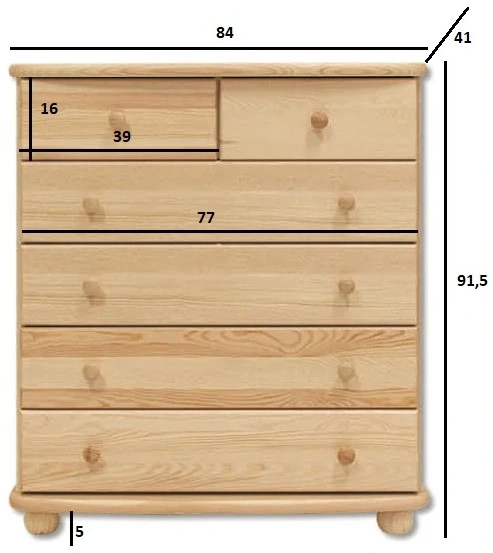 Drewmax KD154 dřevěná komoda masiv borovice