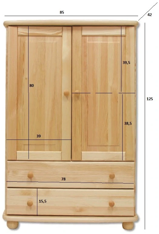 Drewmax KD155 dřevěná komoda masiv borovice