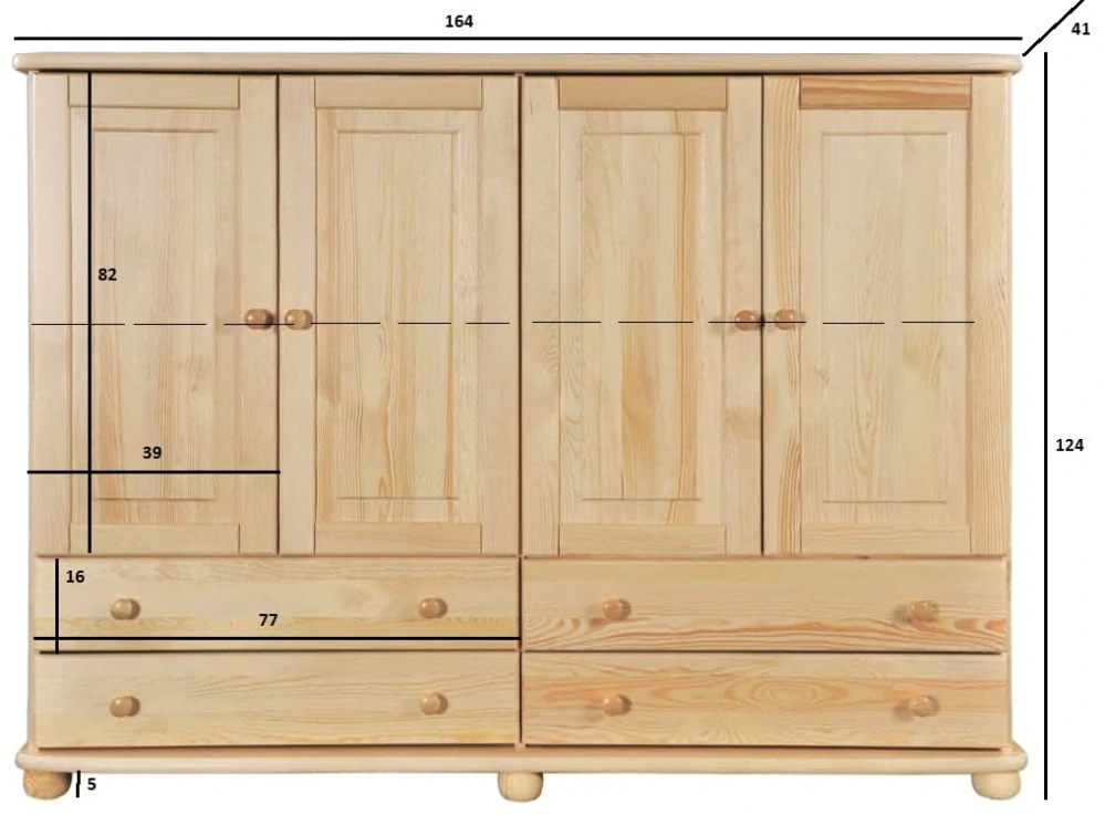 Drewmax KD157 dřevěná komoda masiv borovice