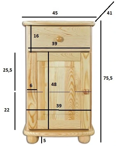 Drewmax KD159 dřevěná komoda masiv borovice