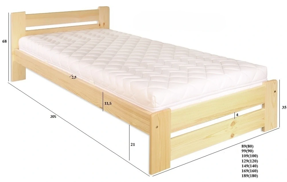 Drewmax LK118 - Dřevěná postel masiv dvojlůžko 140 cm