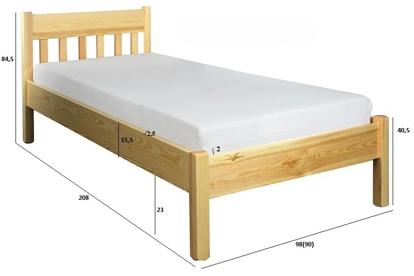 Drewmax LK116 90x200 cm - Dřevěná postel masiv jednolůžko