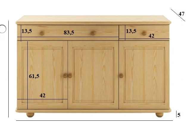 Drewmax KW110 dřevěná kuchyňská skříňka masiv borovice 