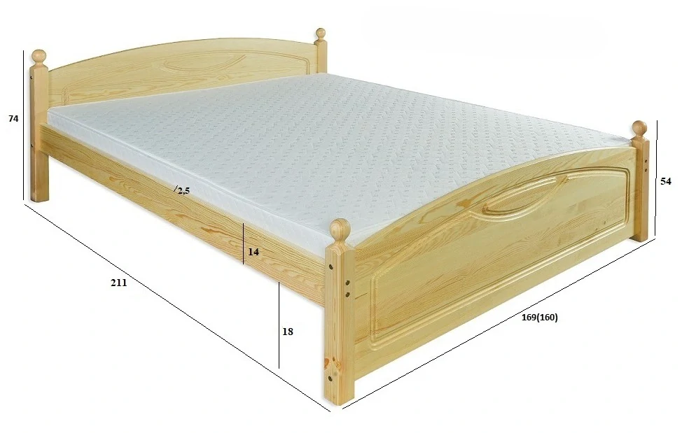 Drewmax LK103 - Dřevěná postel masiv dvojlůžko 160 cm