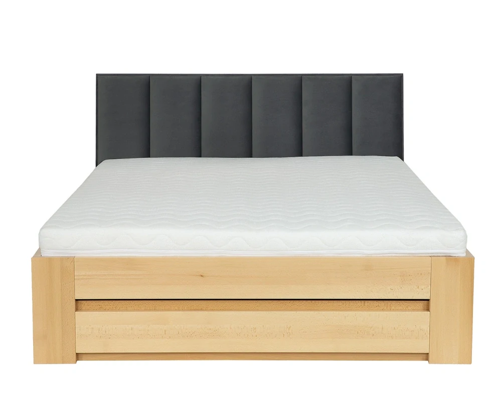 Drewmax LK187 BOX 180x200 cm dřevěná postel masiv buk dvojlůžko