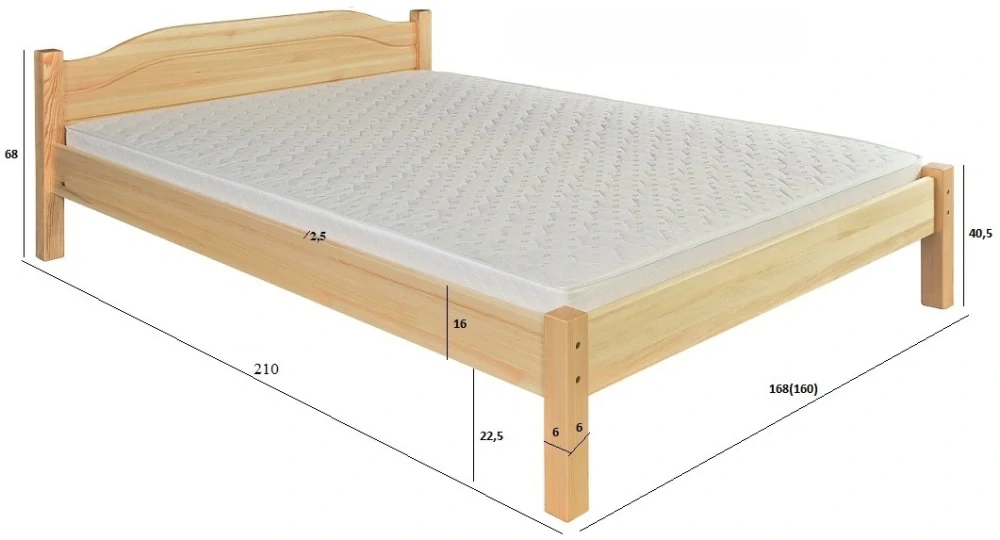 Drewmax LK106 - Dřevěná postel masiv dvojlůžko 160 cm