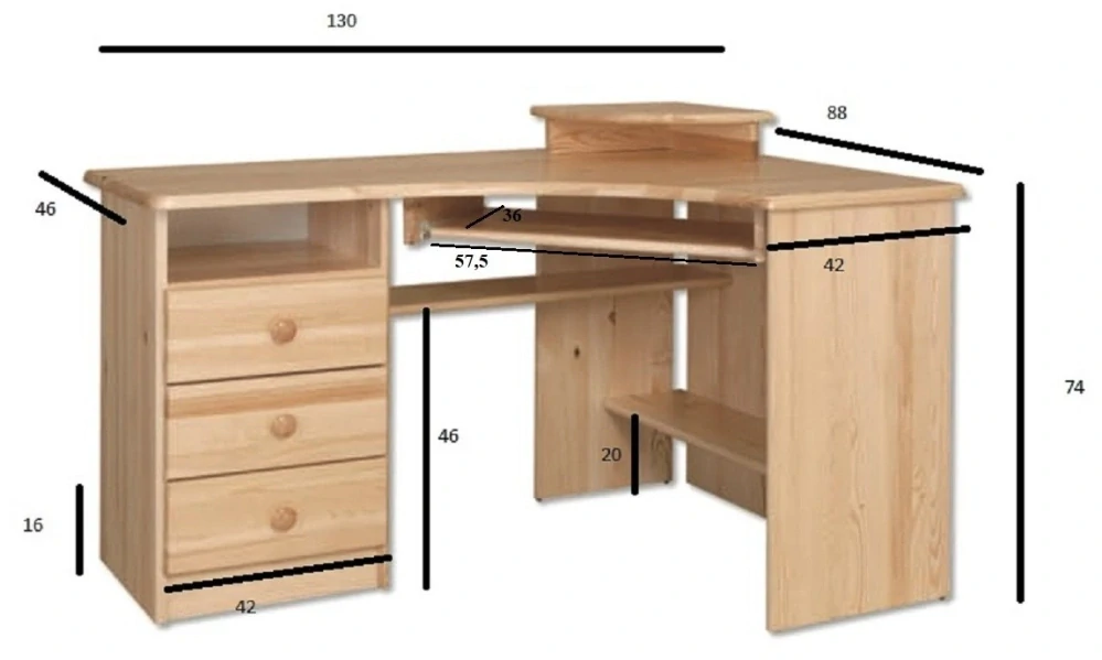 Drewmax BR107 psací stůl masiv borovice