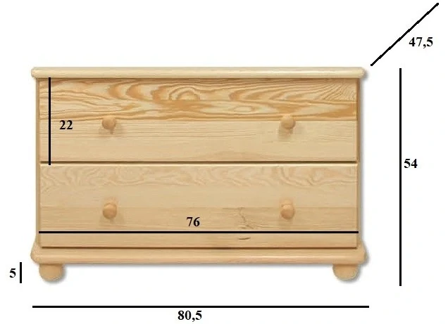 Drewmax KD102 dřevěná komoda masiv borovice