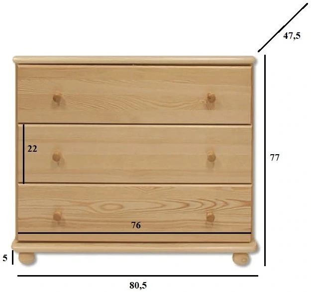 Drewmax KD106 dřevěná komoda masiv borovice
