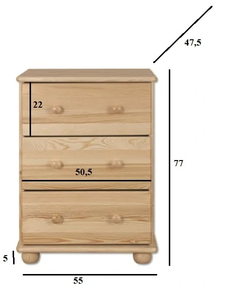 Drewmax KD107 dřevěná komoda masiv borovice