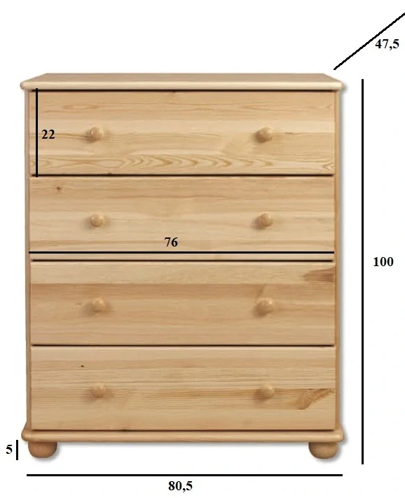 Drewmax KD110 dřevěná komoda masiv borovice