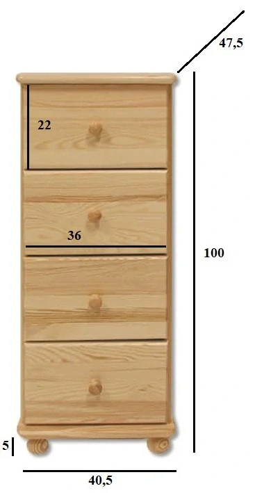 Drewmax KD112 dřevěná komoda masiv borovice