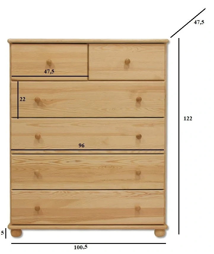 Drewmax KD113 dřevěná komoda masiv borovice