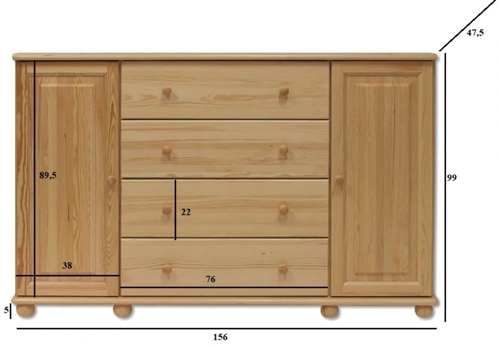 Drewmax KD123 dřevěná komoda masiv borovice