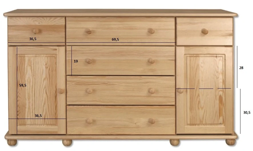 Drewmax KD124 dřevěná komoda masiv borovice
