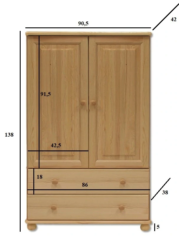 Drewmax KD127 dřevěná komoda masiv borovice