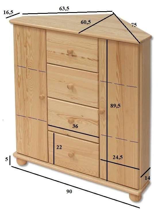 Drewmax KD134 dřevěná komoda masiv borovice