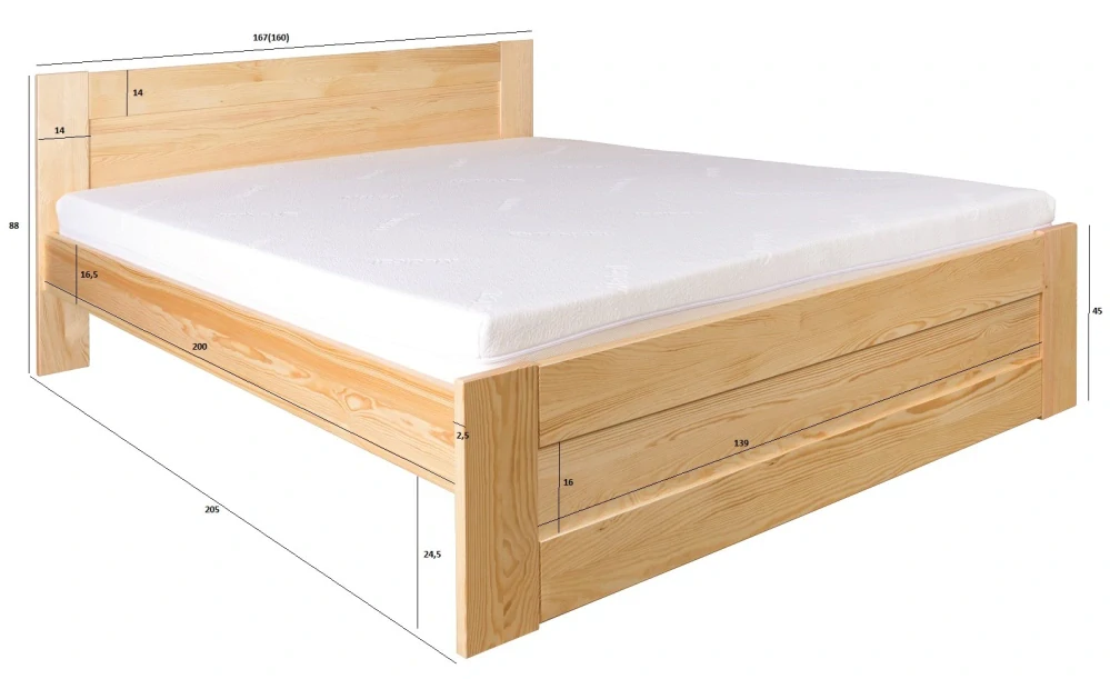 Drewmax LK102 - Dřevěná postel masiv dvojlůžko 160 cm