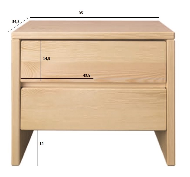 Drewmax SN122 noční stolek masiv borovice