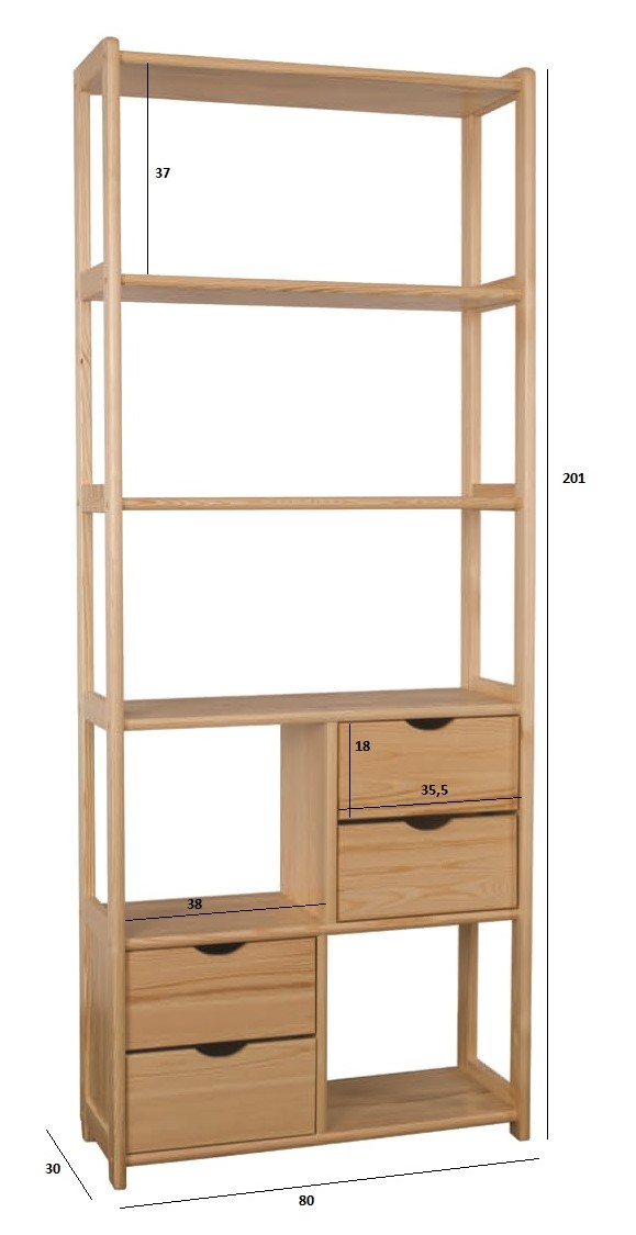 Drewmax RG143 dřevěný regál masiv borovice 