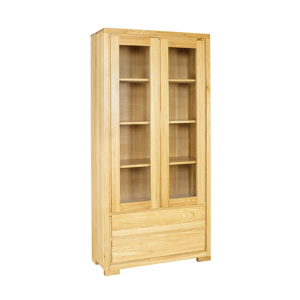 Drewmax KW352 dřevěná vitrína prosklená masiv dub