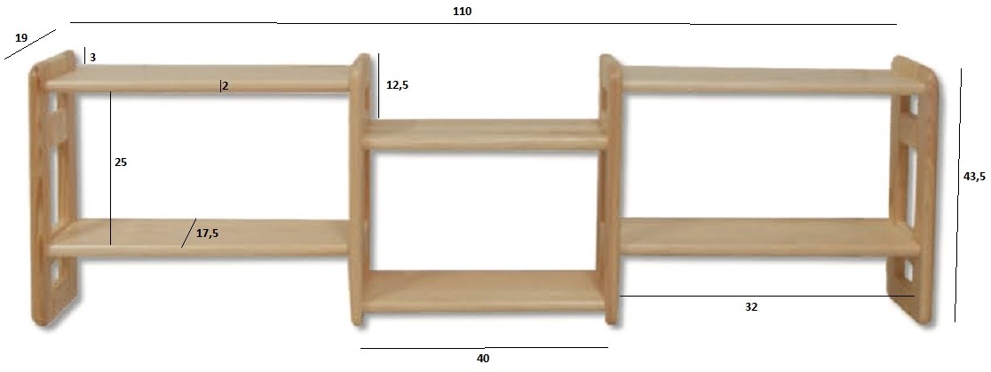 Drewmax PK103 dřevěná police masiv borovice 