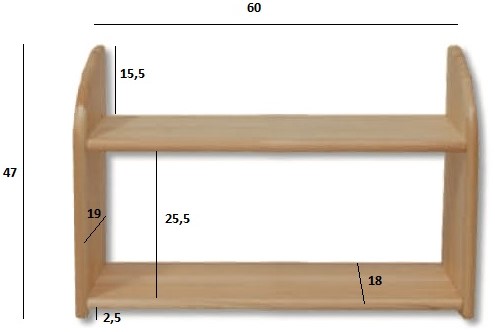 Drewmax PK109 dřevěná police masiv borovice 