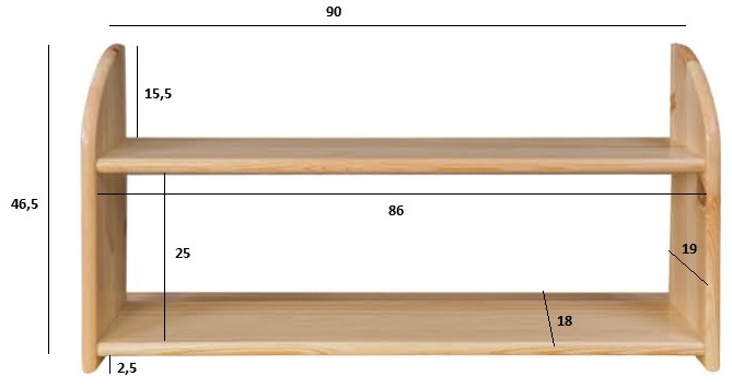 Drewmax PK110 dřevěná police masiv borovice 