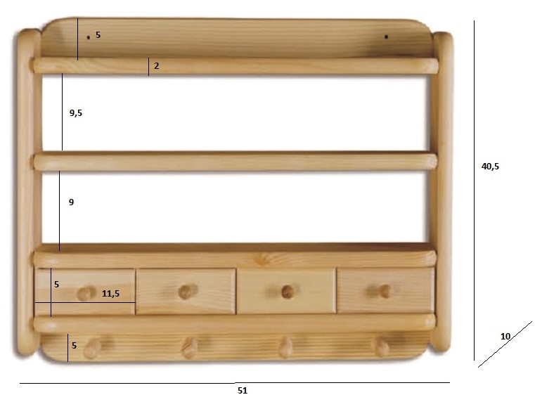 Drewmax PK118 dřevěná police masiv borovice 