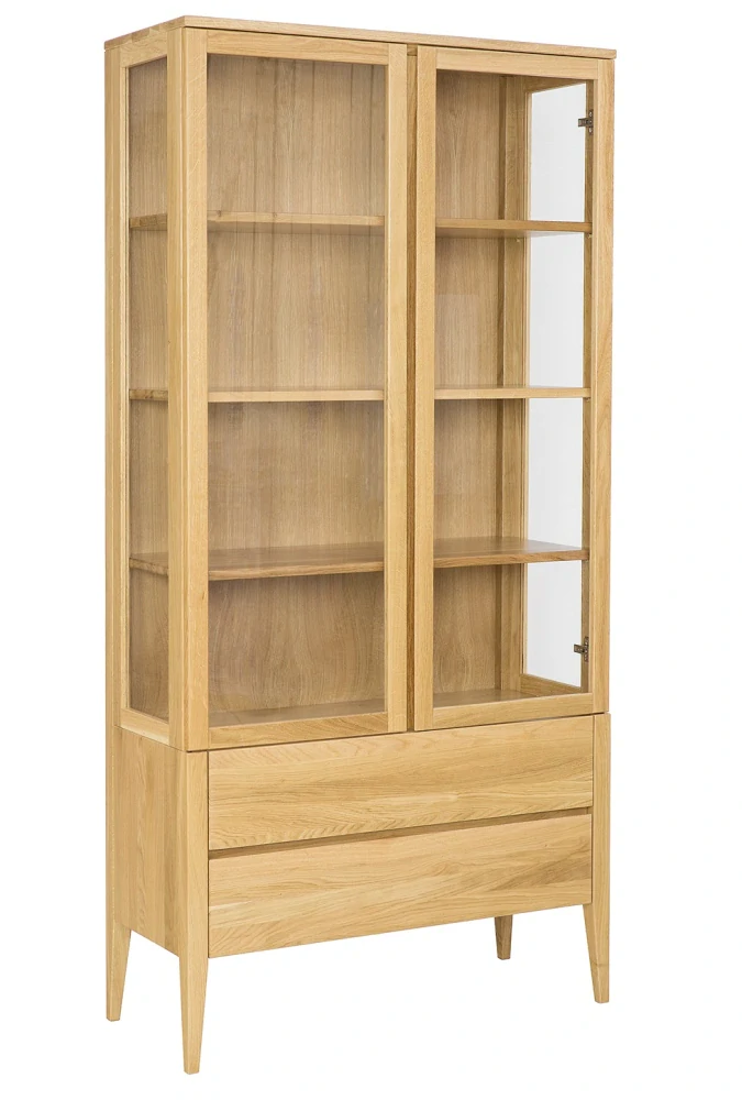 Drewmax KW339 dřevěná vitrína prosklená masiv dub