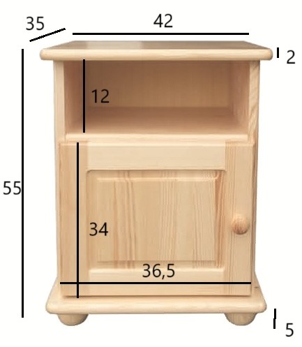 Drewmax SN109 noční stolek masiv borovice
