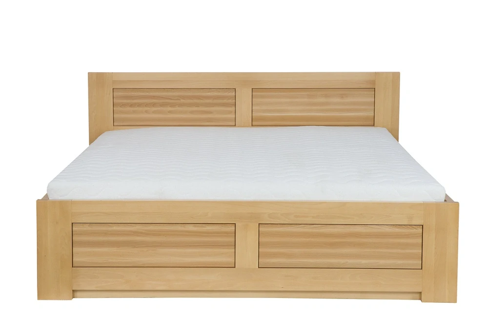 Drewmax LK112 BOX 120x200 cm dřevěná postel masiv buk dvojlůžko