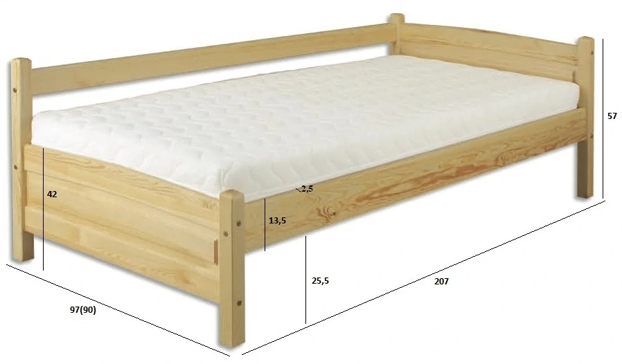 Drewmax LK132 90x200 cm - Dřevěná postel masiv jednolůžko