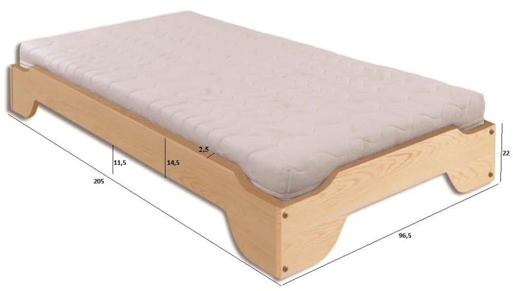 Drewmax LK138 90x200 cm - Dřevěná postel masiv jednolůžko