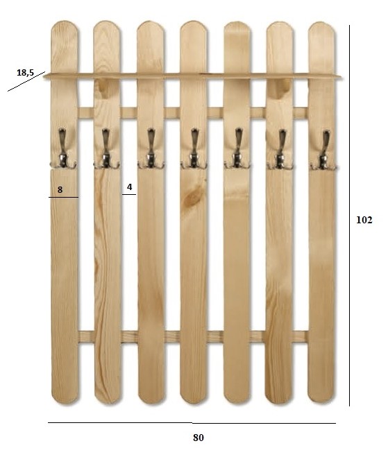 Drewmax WS101 dřevěný věšák masiv borovice 