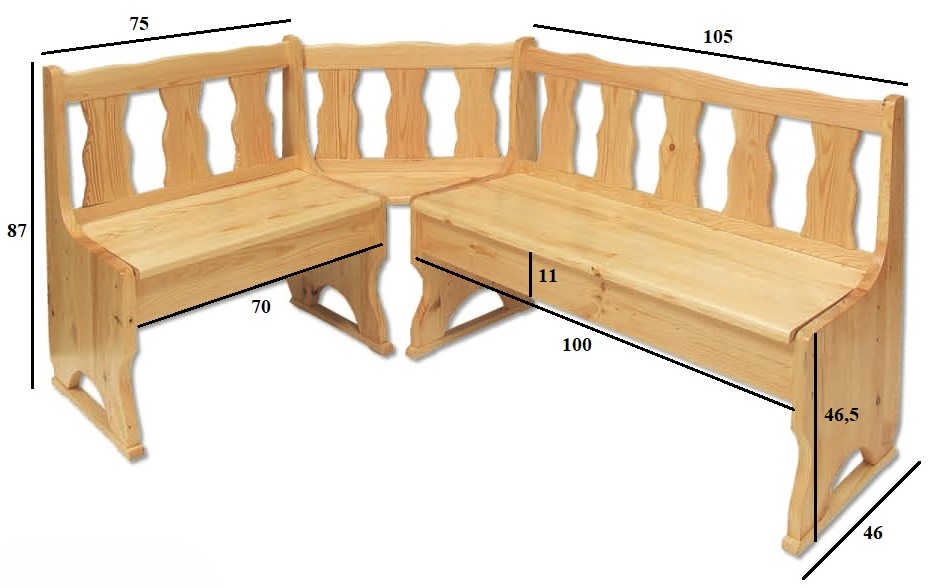 Drewmax NR102 dřevěná rohová lavice set masiv borovice