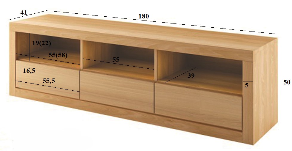 Drewmax RV402 dřevěný televizní stolek masiv buk 