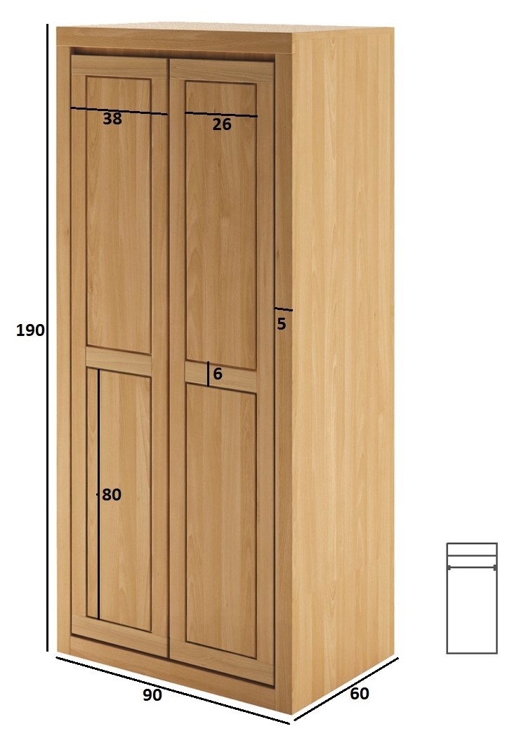 Drewmax SF301 skříň šatní masiv dub