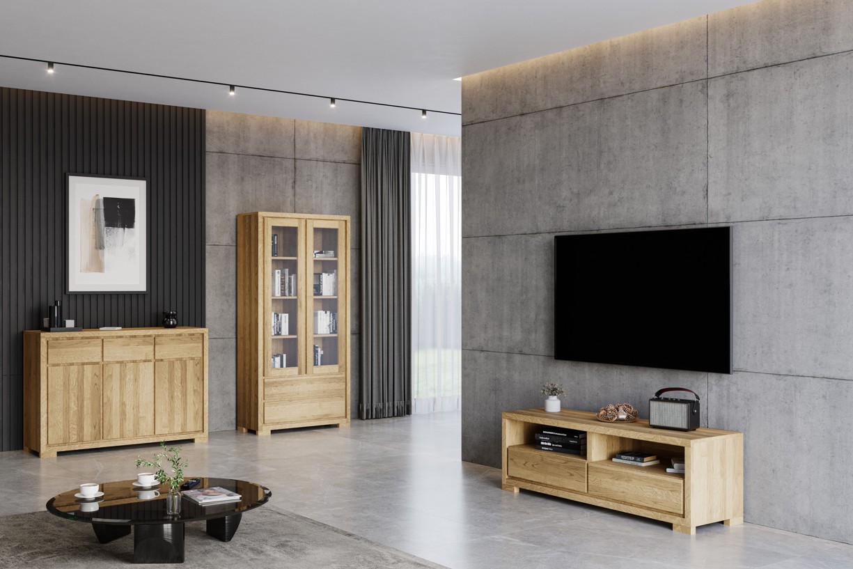 Drewmax RV301 dřevěný televizní stolek masiv dub