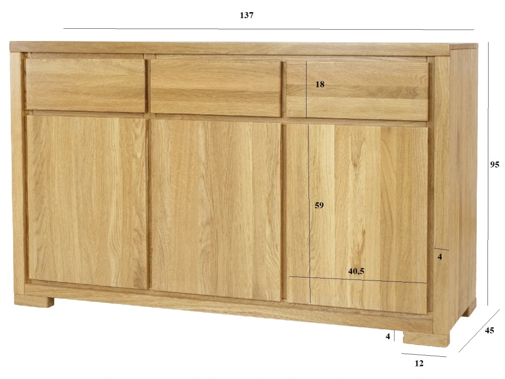 Drewmax KD352 dřevěná komoda masiv dub