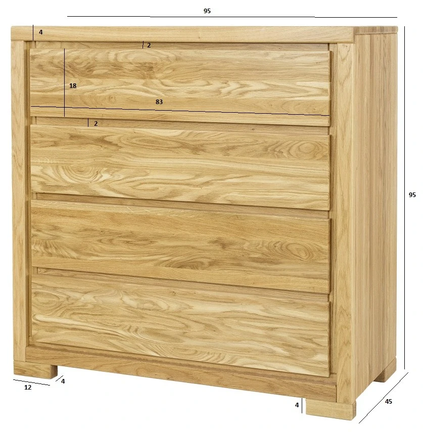 Drewmax KD353 dřevěná komoda masiv dub