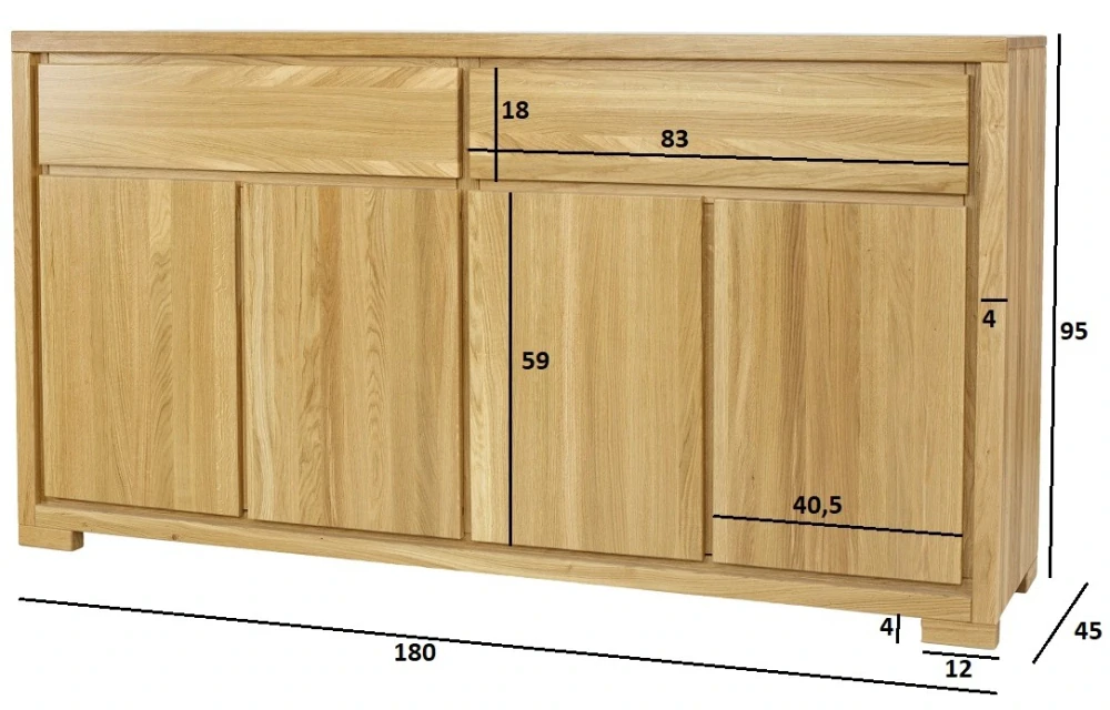 Drewmax KD357 dřevěná komoda masiv dub