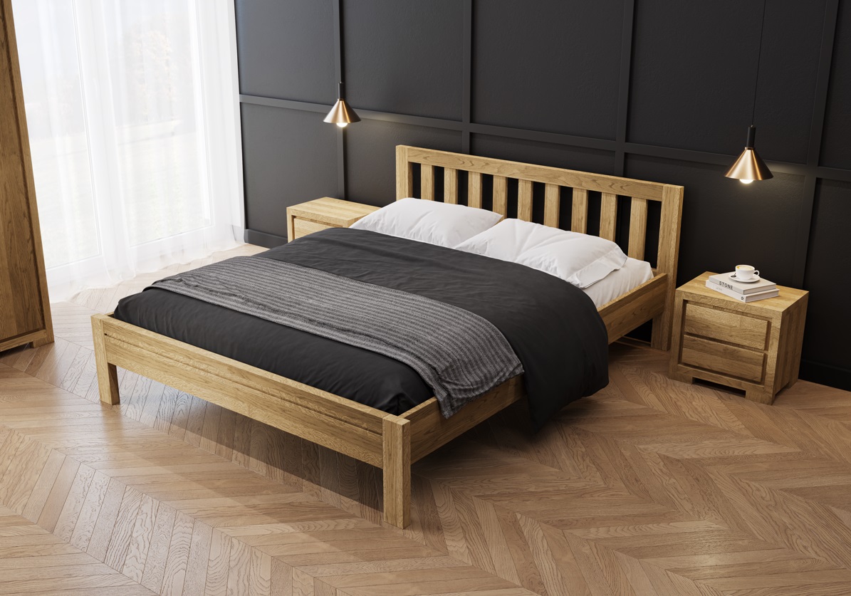 Drewmax LK212 120x200 cm dřevěná postel masiv dub dvojlůžko