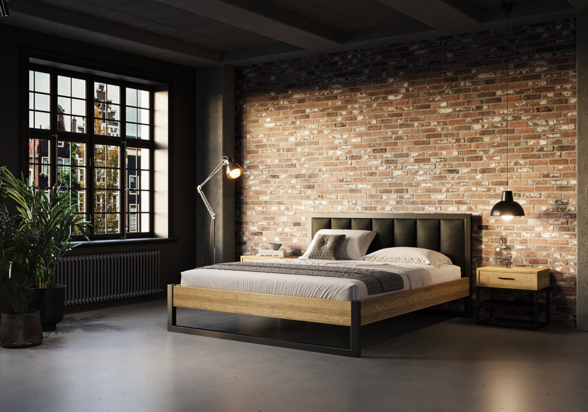 Drewmax LK212 180x200 cm dřevěná postel masiv dub dvojlůžko