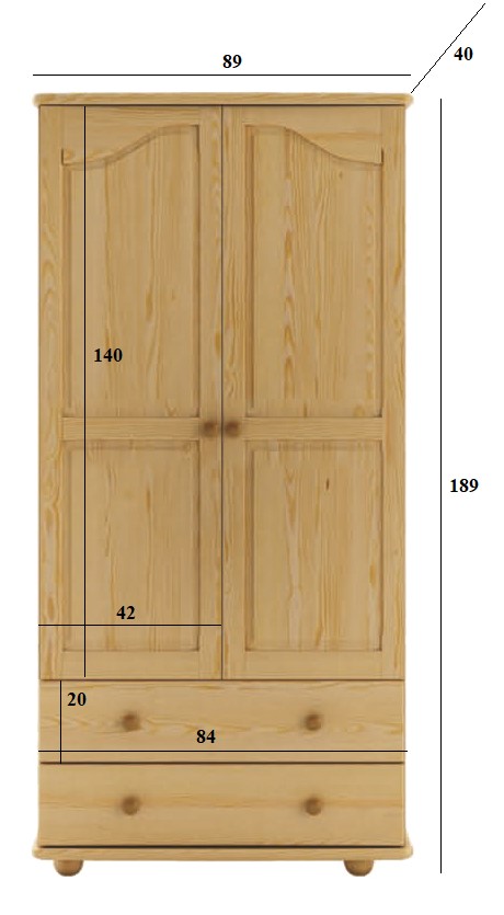 Drewmax SF114 skříň šatní masiv borovice