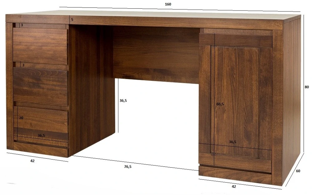 Drewmax BR402 dřevěný psací stůl masiv buk